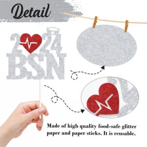 2024 BSN Cake Topper, Nurse Décor, Congrats Nurse, Medical Nursing School Graduation Party Decorations Supplies