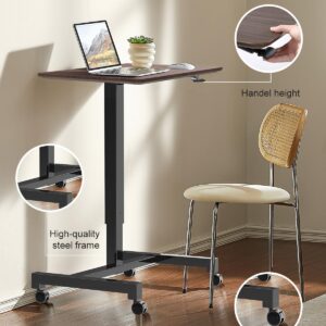 KINGSMITH Mobile Standing Desk 29.1 x 19 Inch Small Adjustable Desk Portable Desk Laptop Desk Support Up to 110IBS for Home Office (Walnut)