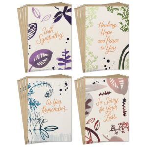 hallmark sympathy card assortment (16 cards with envelopes, 4 designs) minimalist nature