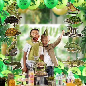 Reptile Birthday Party Decorations 10 PCS Reptile Swamp Door Banner Jungle Animals Lizard Snake Turtle Alligator Door Sign Camping Wilderness Reptile Theme Birthday Baby Shower Party Supplies