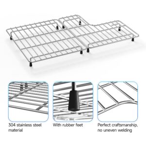 Sink Rack for Bottom of Sink with Kohler Whitehaven K-6486 and K-6487 Sink, 304 Stainless Steel Sink Protectors, Sink Grid Sink Grate for Bottom of Kitchen Sink Farmhouse 14.68" x 23.2" x 1"