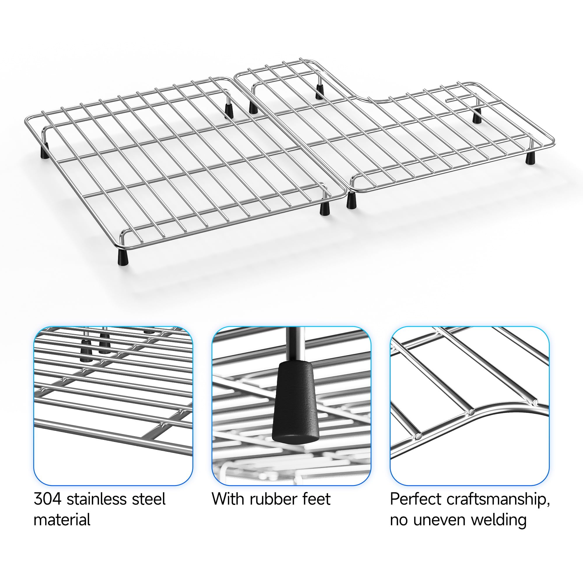 Sink Rack for Bottom of Sink with Kohler Whitehaven K-6486 and K-6487 Sink, 304 Stainless Steel Sink Protectors, Sink Grid Sink Grate for Bottom of Kitchen Sink Farmhouse 14.68" x 23.2" x 1"