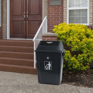 Anbers 4 Packs 13 Gallon Kitchen Trash Can with Swing Lid, Large Plastic Kitchen Garbage Cans, Grey