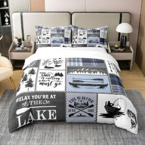 rustic farmhouse style 100% nature cotton duvet cover king size,lake theme outdoor camping anchor paddle silhouette super soft bedding set,seaside cabin wild duck comforter cover bedding 3 piece