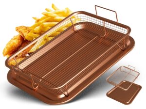 home warehouse premium carbon steel air fryer basket for oven | superior craftsmanship | sleek design | robust, rust-proof and dishwasher-safe