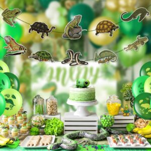 Reptile Birthday Party Decorations 10 PCS Reptile Swamp Door Banner Jungle Animals Lizard Snake Turtle Alligator Door Sign Camping Wilderness Reptile Theme Birthday Baby Shower Party Supplies