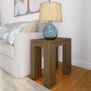 plank+beam modern rectangular side table, slim side table for living room, narrow nightstand for small spaces, wood end table for bedroom, pecan wirebrush