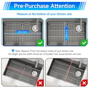 Sink Rack for Bottom of Sink with Kohler Whitehaven K-6486 and K-6487 Sink, 304 Stainless Steel Sink Protectors, Sink Grid Sink Grate for Bottom of Kitchen Sink Farmhouse 14.68" x 23.2" x 1"