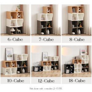 Cmishe Cube Shelf Bookcase, 2 Cube Storage Organizer, Stackable Modular Book Shelf for Bedroom, Living Room, Office, Closet