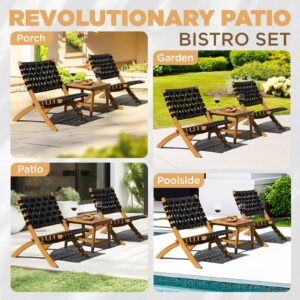 IDZO Foldable Reclining Design Heavy Duty 400lbs Capacity Patio Bistro Set 3 Piece Outdoor