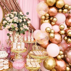 Rose Gold Baby Shower Decorations for Girl - Rose Gold Retro Blush Pink Balloon Arch Garland Kit with Baby Balloon Boxes,Butterfly Stickers for Baby Shower Backdrop Decor, Girl Birthday