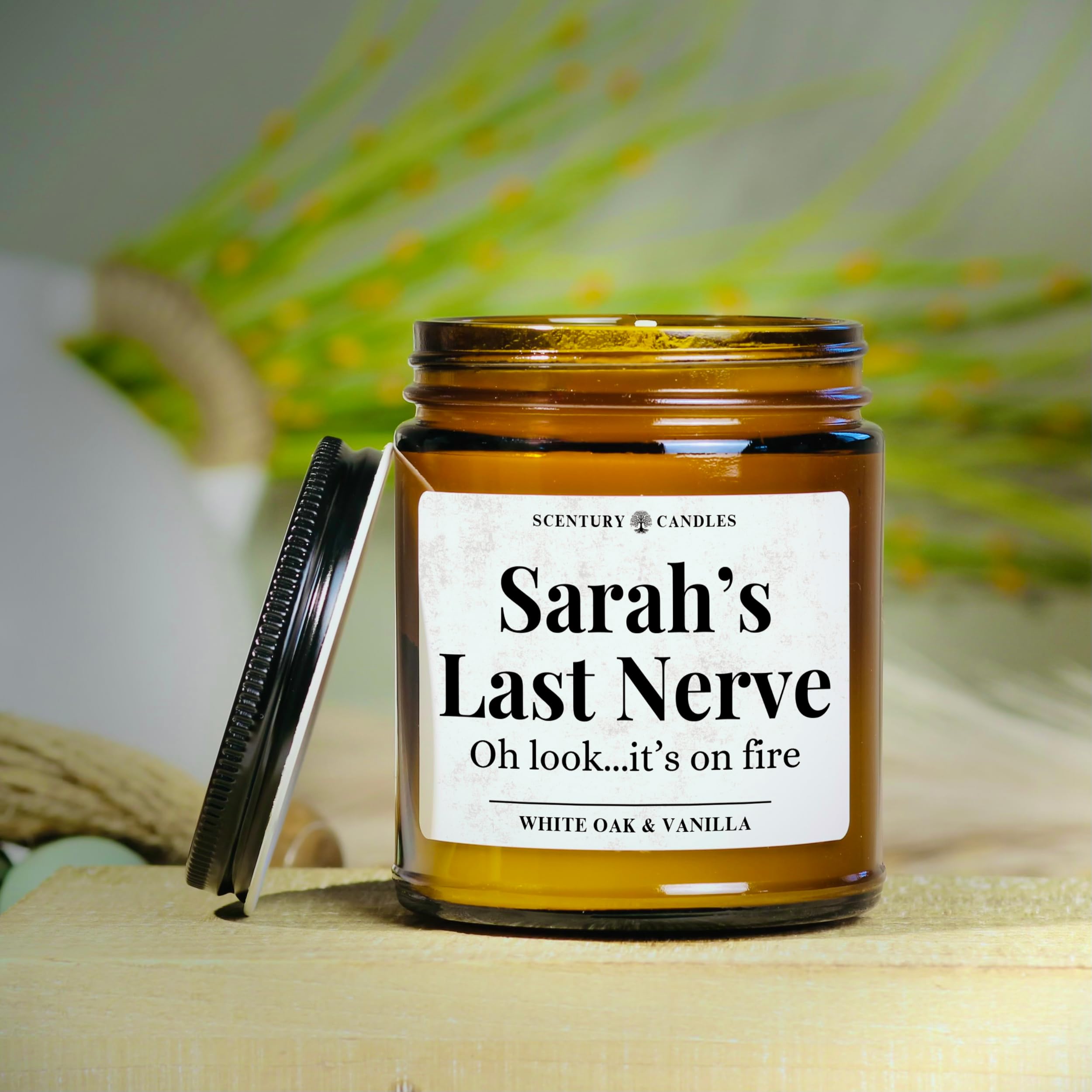 PERSONALIZED Last Nerve Candle | 21 Scents To Choose | Custom Birthday Gifts For Women, Funny Gift, Coworker Gift, Customized Gift For Mom/Dad/Her/Him, Gag Gifts, Scented Soy Candles, Handmade In USA