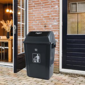 Anbers 4 Packs 13 Gallon Kitchen Trash Can with Swing Lid, Large Plastic Kitchen Garbage Cans, Grey