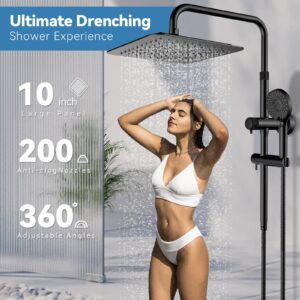 MakeFit All Metal Rainfall Shower Heads with Handheld Combo - 10 Inch High Pressure Rain Shower Head 9 Modes Handheld Shower Head with Height Adjustable Shower Extension Arm and Slide Bar Matte Black