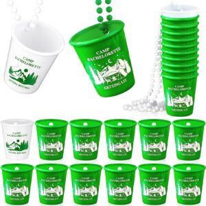 landical 12 pcs camp bachelorette party shot glasses necklaces on beaded hitched getting lit plastic shot necklace cups bachelorette party bridal party necklaces for decorations wedding favors