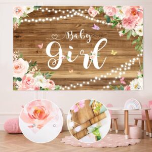 Baby Shower Decorations for Girl - Rose Gold Retro Blush Pink Balloon Arch Garland Kit with Baby Balloon Boxes with Letters, Girl Baby Shower Backdrop for Butterfly Baby Shower Decor, Girl Birthday