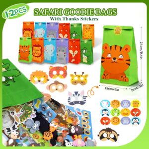 158 pcs Safari Party Favors for 12 kids ，Jungle Safari Birthday Party Supplies, Wild Animal Goodie Bags ,Safari Birthday Decorations Gift Bag Fillers Pinata Stuffers, Wild Animals Themed Party Toys