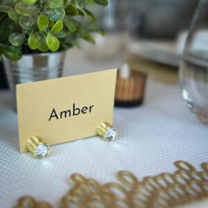 Ideikis 40Pcs.Multipurpose /Place Card Holders/ Table Name Card Holder/ Small Size Table Card Holder/ Menu Clips/ Gold Table Card Holder/ Mini place card holders/ Wedding/Anniversary/ Birthday /Party