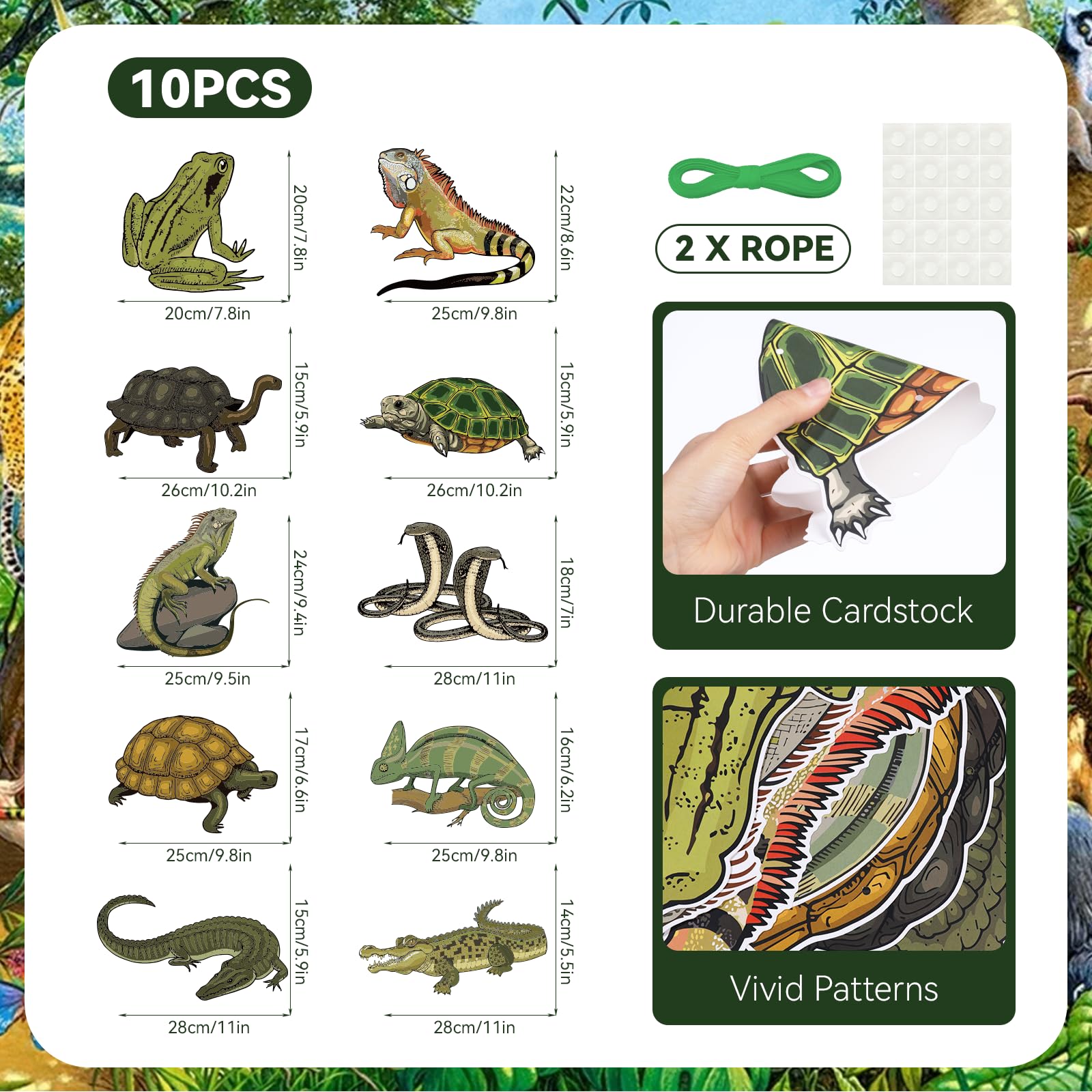 Reptile Birthday Party Decorations 10 PCS Reptile Swamp Door Banner Jungle Animals Lizard Snake Turtle Alligator Door Sign Camping Wilderness Reptile Theme Birthday Baby Shower Party Supplies