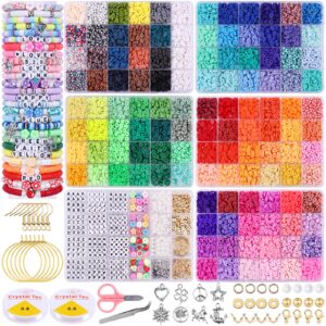 wuollgess 20,000pcs clay beads for bracelet making kit, 120 colors 6 boxes polymer heishi beads, friendship bracelet kit for diy crafts, earrings necklace jewelry making kit for adults