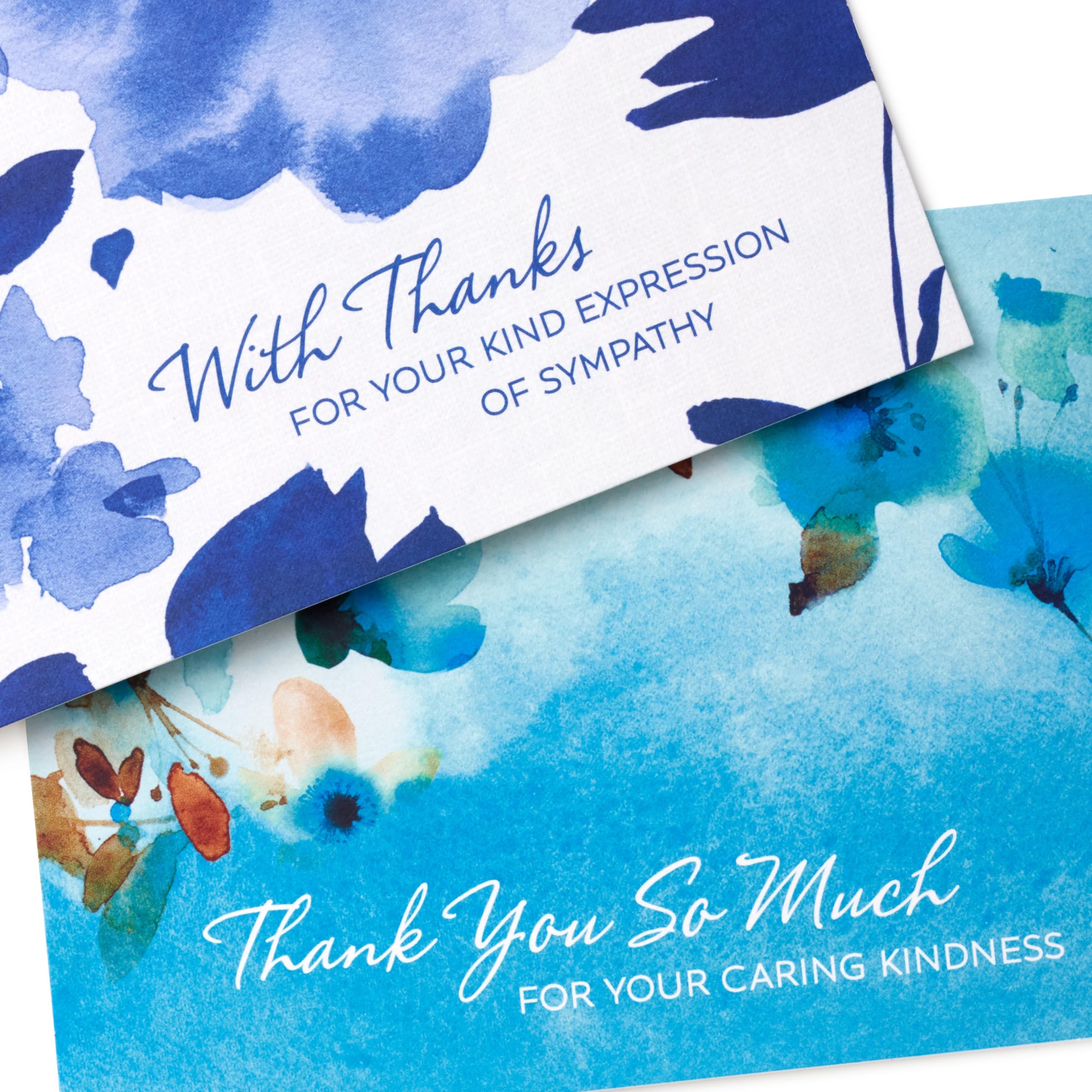 Hallmark Sympathy Thank You Notes (50 Blank Cards with Envelopes) Blue Watercolor Flowers