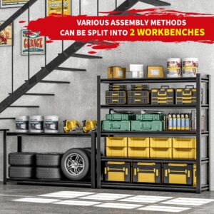 OLLRRACT Garage Shelving, 72 "H Storage Shelves,Heavy Duty Shelving Units and Storage Loads 2500LBS, Adjustable 5 Tier Metal Shelving for Garage Warehouse 15.7" D x 35.3" W x 72" H