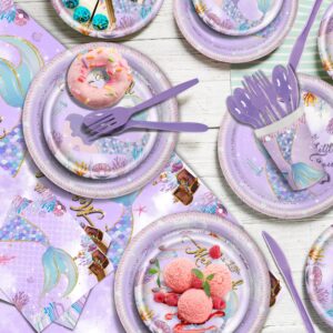 Party Spot! Mermaid Birthday Decorations, Mermaid Party Decorations Supplies Kit, 16 Tableware Sets, Balloon Arch, Balloons, Mermaid Disposable Paper Plates, Backdrop, Cake Topper, All in one Set