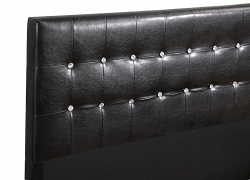 Embrace Luxury with King Bed in Sleek Black - Durable Faux Leather, Hand-Tufted Glam Design, Effortless Assembly, Optimal Mattress Support