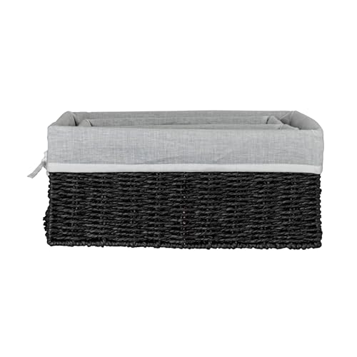 Household Essentials Wicker Basket Set, 3 Pieces, 1 Large and 2 Small Paper Rope Baskets for Storage and Organization