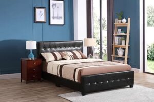 embrace luxury with king bed in sleek black - durable faux leather, hand-tufted glam design, effortless assembly, optimal mattress support