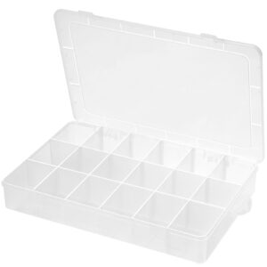 bluedale 18 grids plastic bead organizer box, detachable craft organizer container, large compartment box with dividers for jewelry, art diy, washi tapes, fishing box, tackle box