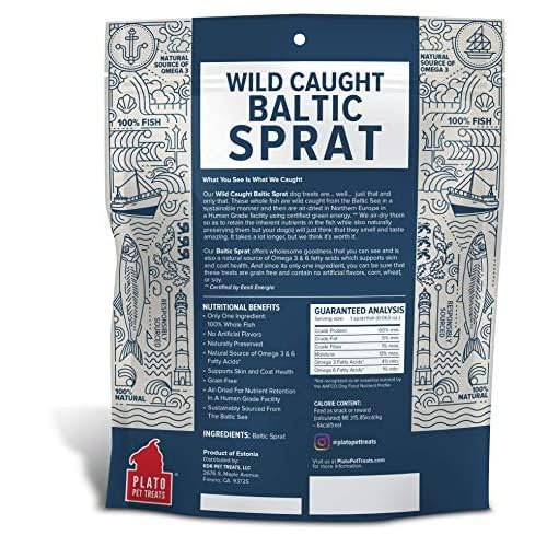 PLATO Baltic Fish Dog Treats Variety Pack, (1) Sprat 3oz and (1) Herring 3oz, 6oz Total