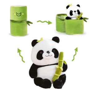 shapeazy cute panda plush toy with bamboo cover, bamboo tube panda plush toy, kawaii panda stuffed toys, animal panda plush doll pillow toys for kids funny birthday gift (9.8in)