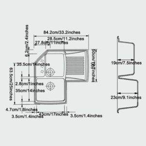 Kitchen Sinks Sinks for Kitchens Corner Quartz Stone Double- Bath Under- Counter Kitchen Sink, Kitchen Sink, Drain Corner, Shaped Sink, Kitchen Sink with Rounded Corners, Suitable for Restaurants, Ki