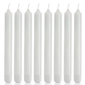 8 pack 8 inch hand poured white dripless taper candles, soy candles, non-toxic, unscented, smokeless, for candlesticks & home decor