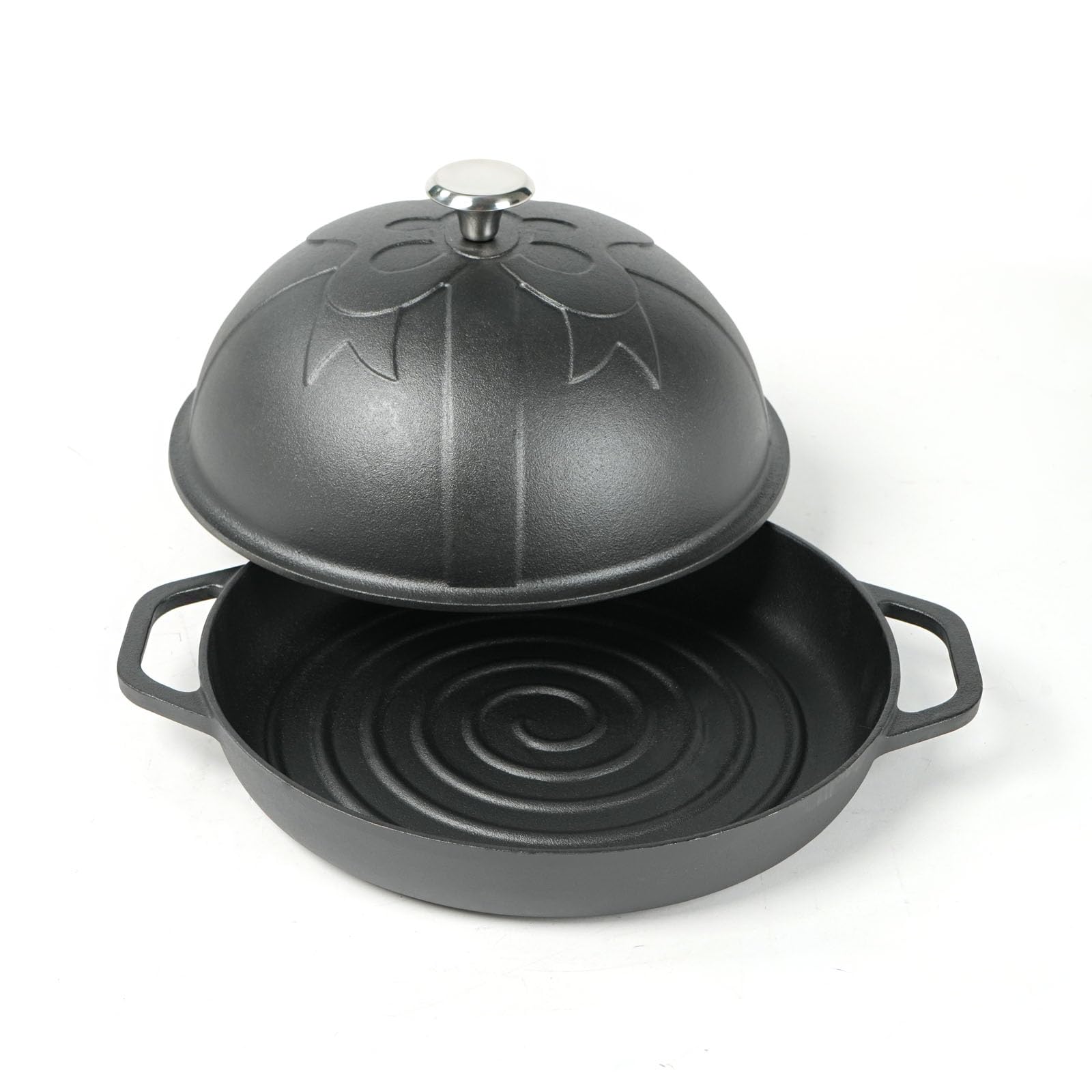 HAWOK Cast Iron Bread Oven with Cloche Lid, Dia.11.8inch/30cm, Sourdough Baking Pan Pre-seasoned Black