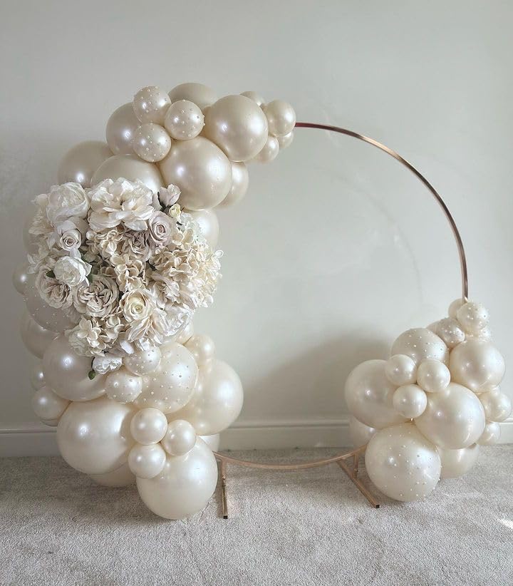 Pearl White Balloons Garland Arch Kit Different Sizes 70 PACK18/12/10/5 Inch Double-Stuffed White Ivory Latex Balloon for Wedding Birde to be Birthday Anniversary Decorations