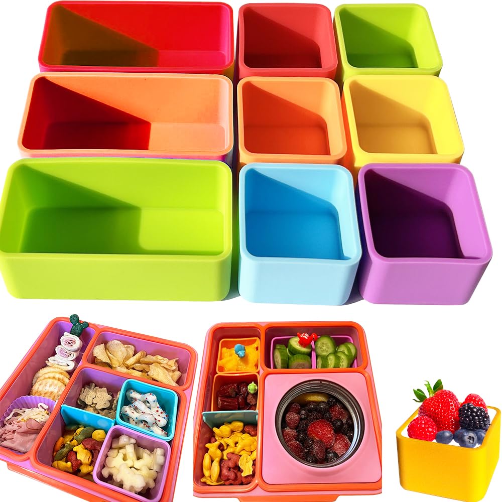 IELEK Silicone Lunch Box Dividers Reusable Non-Toxic, BPA Free, Dishwasher Safe Bento Box Accessories Lunch Box Dividers