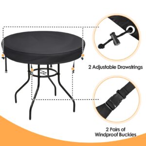 TOHONFOO Outdoor Round Table Cover - Waterproof Anti-UV Round Patio Table Cover - Fits Round Outdoor Table Up to 34-36 Inch