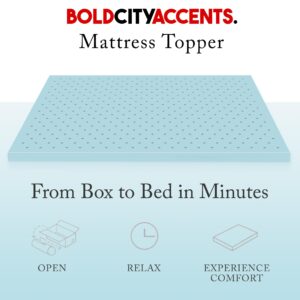 Bold City Accents Memory Foam Mattress Topper - 2 Inch Gel Infused Medium Soft Full Size Mattress Topper - Cooling Mattress Topper Full, CertiPUR-US Certified