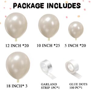 Pearl White Balloons Garland Arch Kit Different Sizes 70 PACK18/12/10/5 Inch Double-Stuffed White Ivory Latex Balloon for Wedding Birde to be Birthday Anniversary Decorations