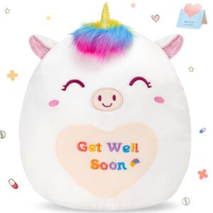 athoinsu 12" get well soon unicorn plush pillow soft sofa cushion squishy plushie toy cute stuffed animal room decor feel better gifts for recovering patient