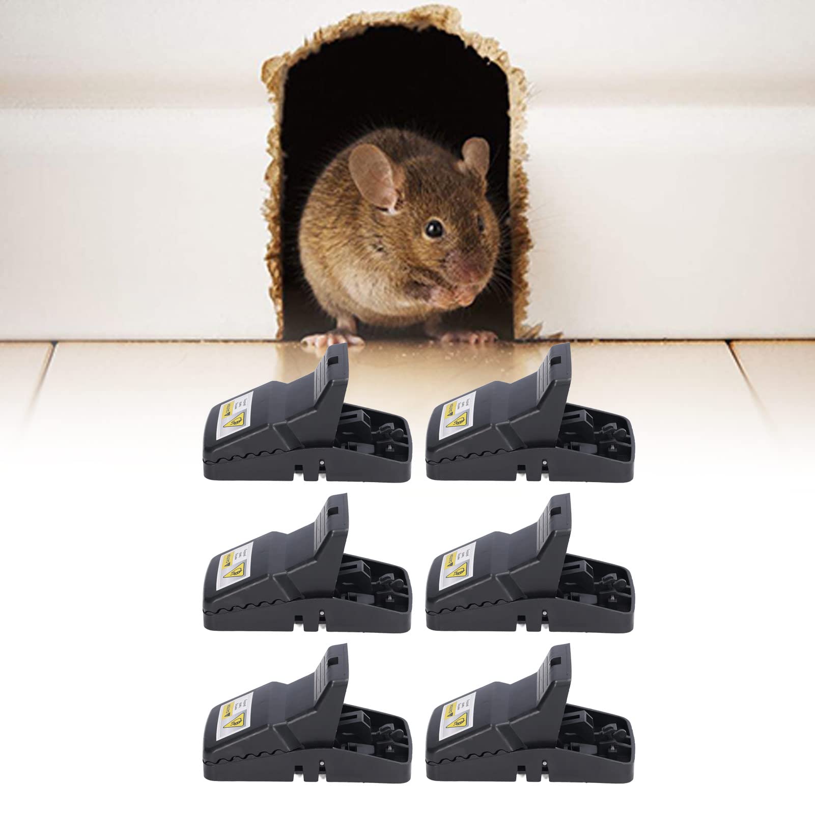 Gavigain 6Pcs Mouse Traps,Plastic Material High Sensitivity Touchless Design Secure Reusable Mouse Catcher Trapping Tool