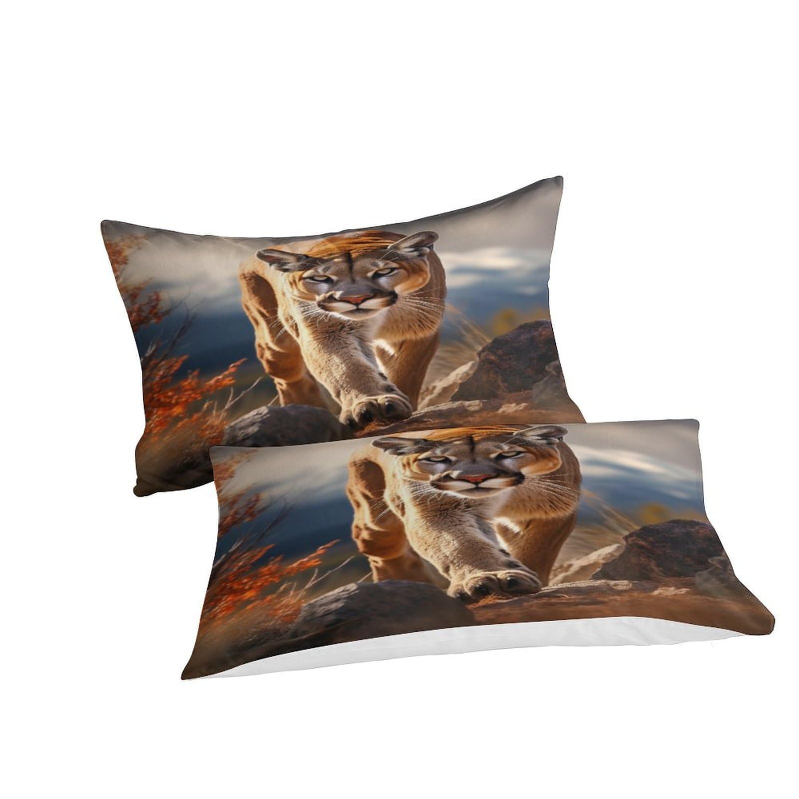 BUKISA Mountain Lion Duvet Cover Set Soft Microfiber Bedding Set Breathable Cougar Quilt Cover with Hidden Zipper Closure and Comforter Cover Sheet Pillowcase Queens（228x228cm）