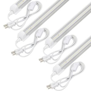 epestoec 4pack led shop light 2ft,v shape integrated t8 led tube light,3000lm,20w,5000k super bright white,high output linkable shop lights