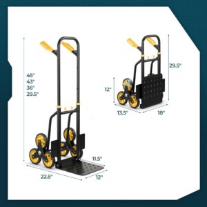 S AFSTAR Stair Climbing Cart, Heavy-Duty 350 lbs Capacity Stair Dolly for Stairs, Folding Trolley Cart with Telescoping Handle & Rubber Wheels, Portable Stair Climber Cart for Groceries Warehouse