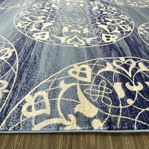 LUXE WEAVERS Cambridge 4073 Blue 8x10 Mandala Rug