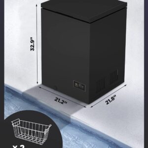 SOUKOO Chest Freezer Super-low temperature Freezers 14℉ to -40℉ (Black, 3.5 Cubic Feet), (UlTRA)