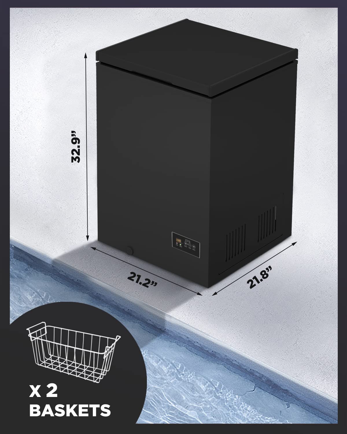 SOUKOO Chest Freezer Super-low temperature Freezers 14℉ to -40℉ (Black, 3.5 Cubic Feet), (UlTRA)