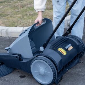 Industrial Floor Sweeper with 3 Brooms, 39 inch Cleaning Width, 39,000 Sq.ft per Hour, 14.5 gal Big Trash bin, Less Trips and Effort